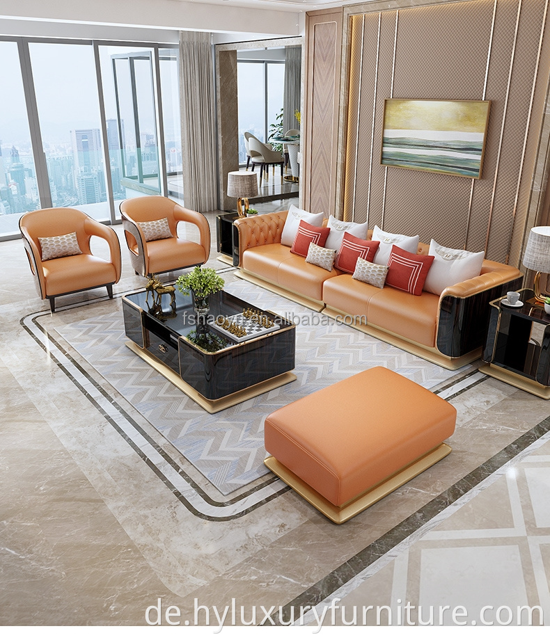 Hotellobby Möbel Zimmer Luxus-Leder-Sofas leben gesetzt runden Couch Wohnzimmer Sofas